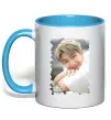 Чашка з кольоровою ручкою RM bts Блакитний Чашка з кольоровою ручкою RM bts Блакитний фото