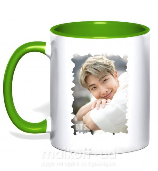 Чашка з кольоровою ручкою RM bts Зелений фото