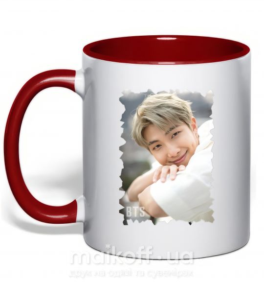 Чашка с цветной ручкой RM bts Красный фото