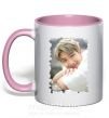 Чашка з кольоровою ручкою RM bts Ніжно рожевий фото
