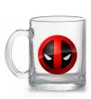 Чашка стеклянная Deadpool face logo Прозрачный фото