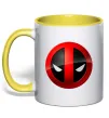 Чашка с цветной ручкой Deadpool face logo Солнечно желтый Чашка с цветной ручкой Deadpool face logo Солнечно желтый фото