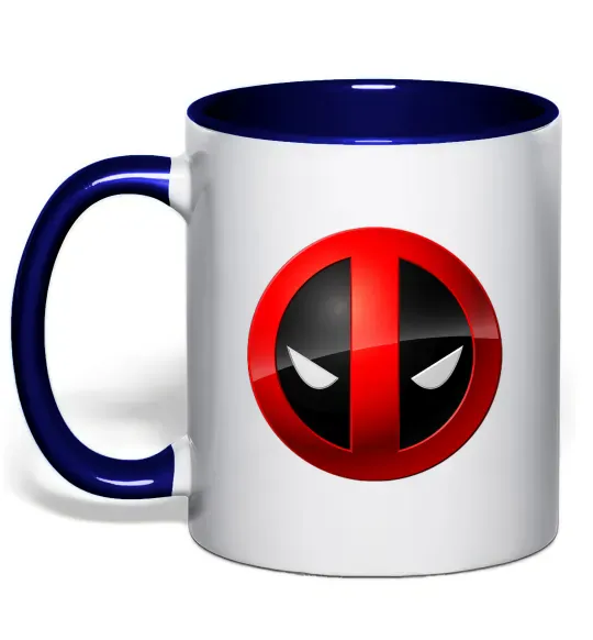 Чашка с цветной ручкой Deadpool face logo Глубокий темно-синий фото