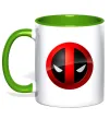 Чашка з кольоровою ручкою Deadpool face logo Лаймовий фото