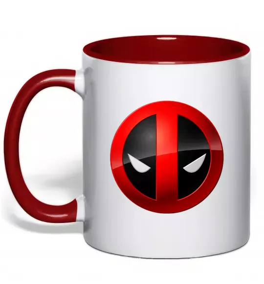 Чашка с цветной ручкой Deadpool face logo Красный фото