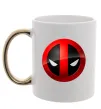 Чашка с цветной ручкой Deadpool face logo Золото Чашка с цветной ручкой Deadpool face logo Золото фото