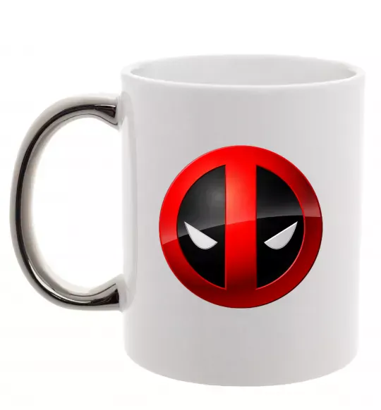 Чашка с цветной ручкой Deadpool face logo Серебро фото