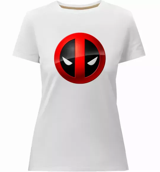 Женская премиум футболка Deadpool face logo Белый фото