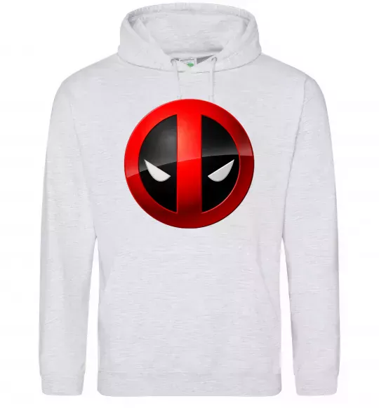Жіноча толстовка (худі) Deadpool face logo Сірий меланж фото