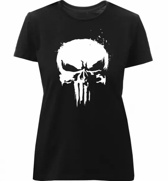 Женская премиум футболка Punisher logo Черный фото