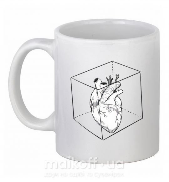 Чашка керамическая Heart in cube Белый фото