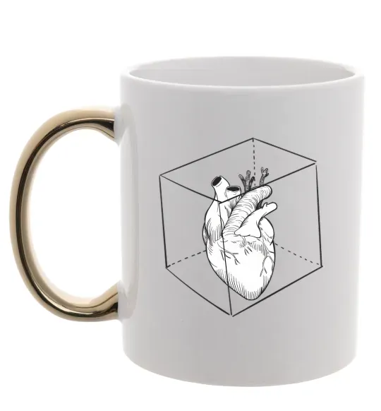 Чашка с цветной ручкой Heart in cube Золото фото