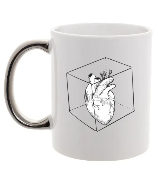Чашка с цветной ручкой Heart in cube Серебро фото