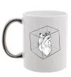Чашка с цветной ручкой Heart in cube Серебро фото