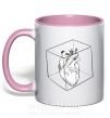 Чашка з кольоровою ручкою Heart in cube Ніжно рожевий фото