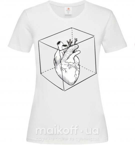 Женская футболка Heart in cube Белый фото