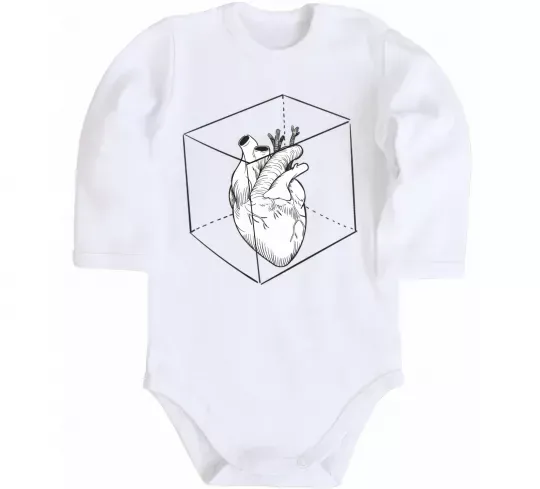 Детский боди Heart in cube Белый фото