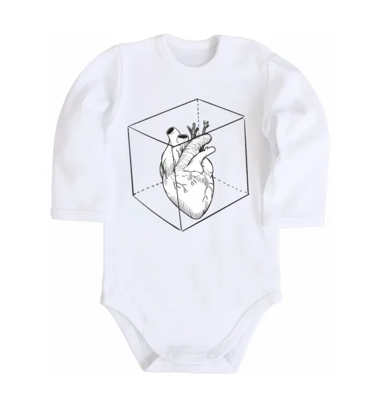 Детский боди Heart in cube Белый фото