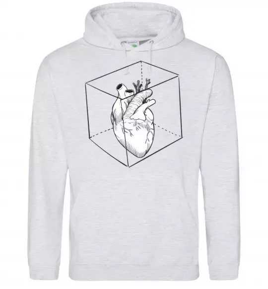 Чоловіча толстовка (худі) Heart in cube Сірий меланж фото