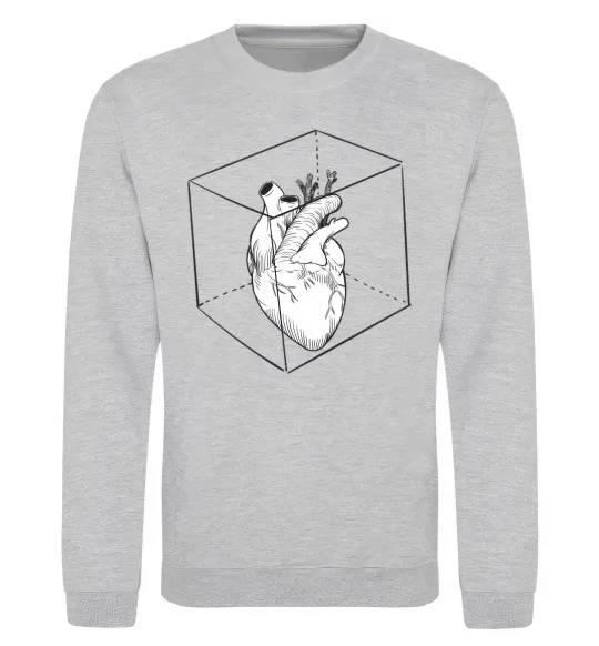 Світшот Heart in cube Сірий меланж фото