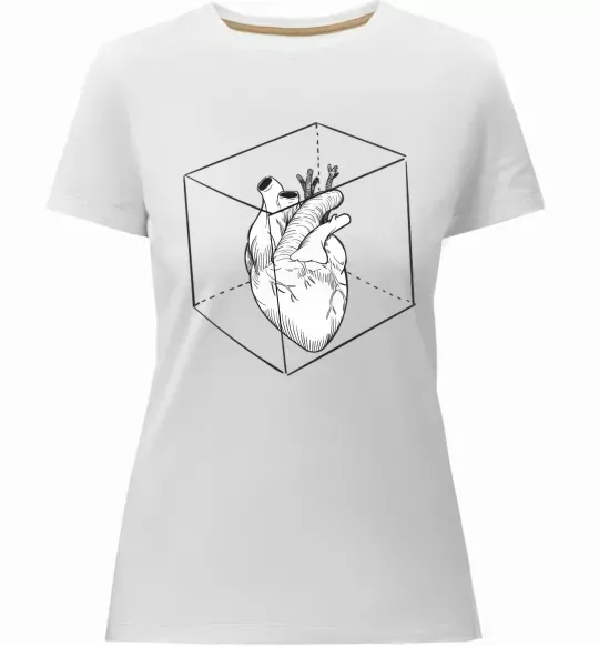 Жіноча преміум футболка Heart in cube Білий фото
