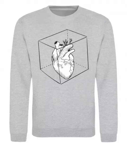 Світшот Heart in cube Сірий меланж фото