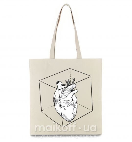 Еко-сумка Heart in cube Бежевий фото