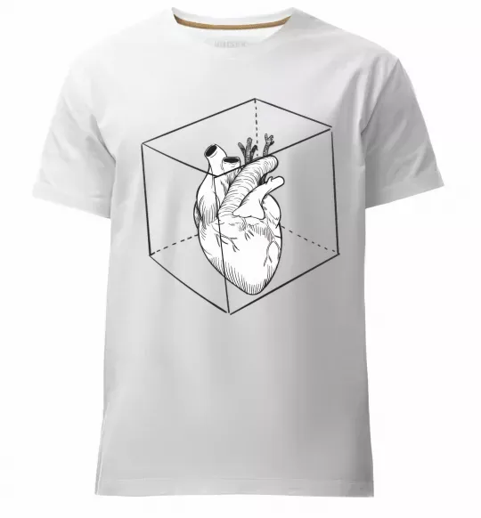 Мужская премиум футболка Heart in cube Белый фото