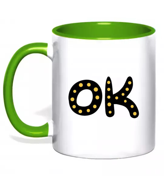 Чашка з кольоровою ручкою Ok Зелений фото