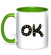 Чашка з кольоровою ручкою Ok Зелений Чашка з кольоровою ручкою Ok Зелений фото