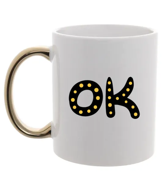 Чашка з кольоровою ручкою Ok Золото фото