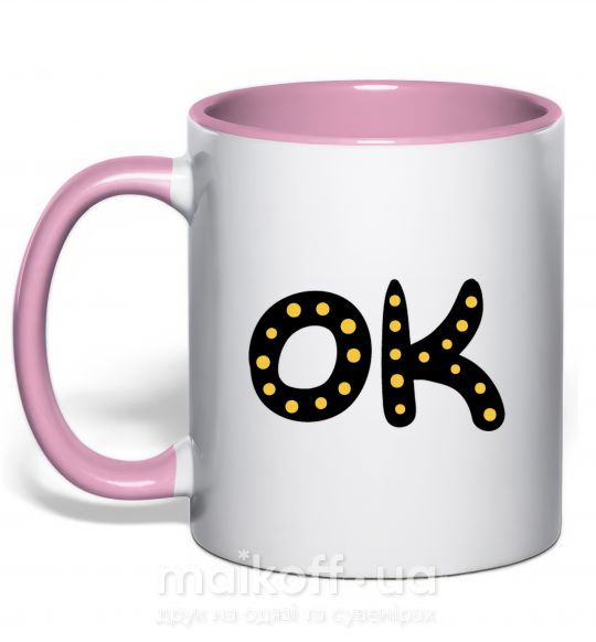 Чашка з кольоровою ручкою Ok Ніжно рожевий фото