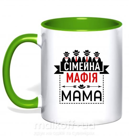 Чашка с цветной ручкой Сіммейна мафія мама Зеленый фото