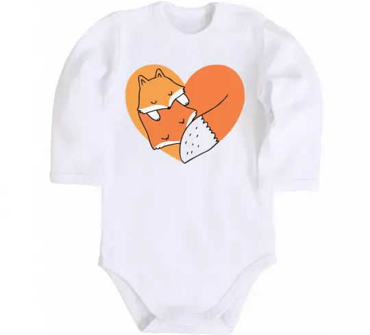 Детский боди Лисички сердце Белый фото