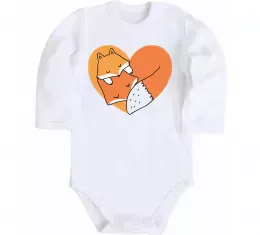 Детский боди Лисички сердце Белый фото
