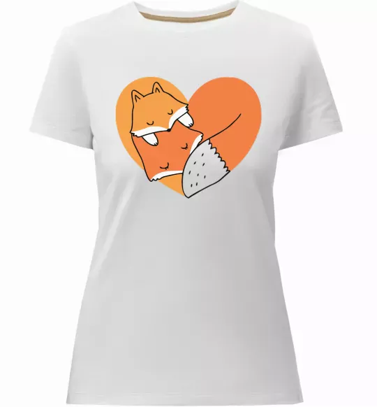 Женская премиум футболка Лисички сердце Белый фото
