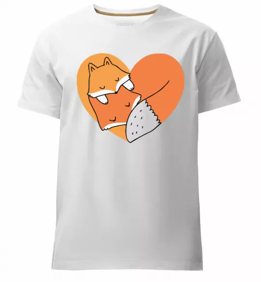 Мужская премиум футболка Лисички сердце Белый фото