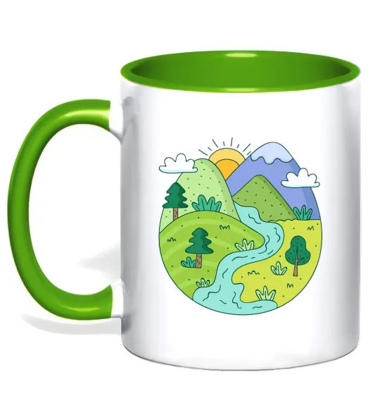 Чашка з кольоровою ручкою Наша планета Лаймовий фото