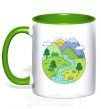 Чашка з кольоровою ручкою Наша планета Зелений фото