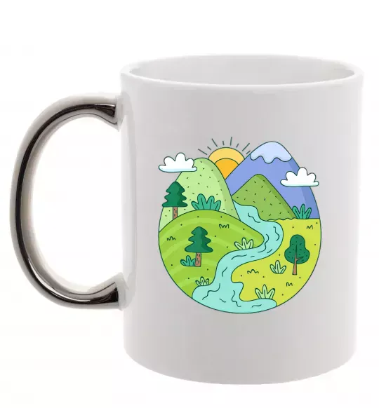 Чашка с цветной ручкой Наша планета Серебро фото