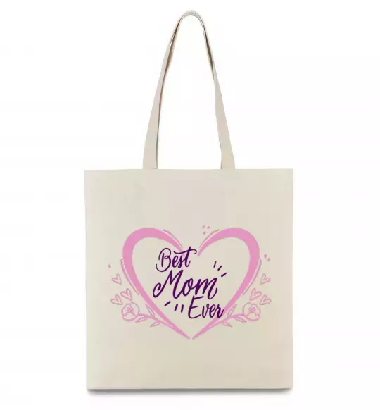 Еко-сумка Best mom ever flower heart Бежевий фото