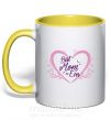 Чашка с цветной ручкой Best mom ever flower heart Солнечно желтый фото