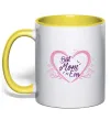 Чашка з кольоровою ручкою Best mom ever flower heart Сонячно жовтий фото
