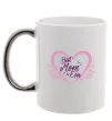 Чашка з кольоровою ручкою Best mom ever flower heart Срібло фото