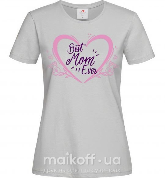 Жіноча футболка Best mom ever flower heart Сірий фото