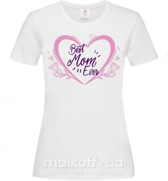 Жіноча футболка Best mom ever flower heart Білий фото