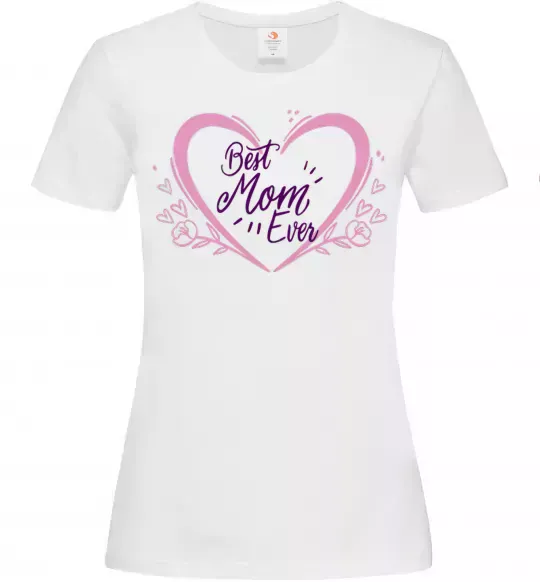 Женская футболка Best mom ever flower heart Белый фото