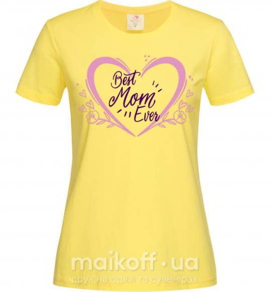 Жіноча футболка Best mom ever flower heart Лимонний фото