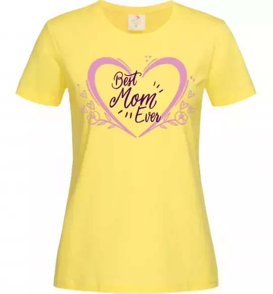 Женская футболка Best mom ever flower heart Лимонный фото