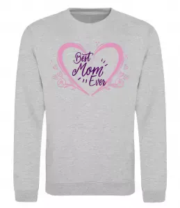 Свитшот Best mom ever flower heart Серый меланж фото